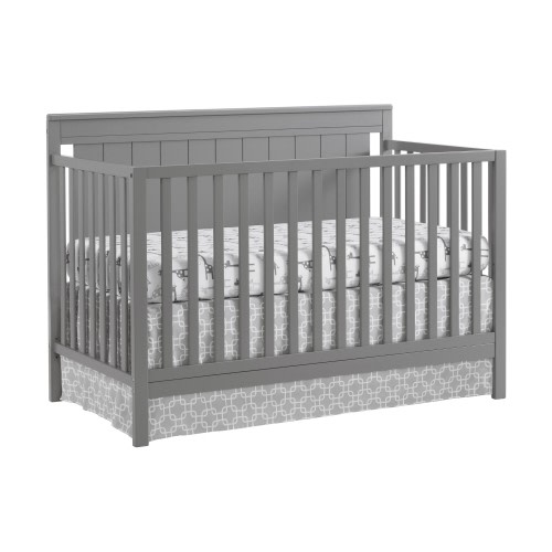 Oxford Baby Lazio 4-in-1 Convertible Crib, Dove Gray, GREENGUARD Gold Certified, Wooden Crib