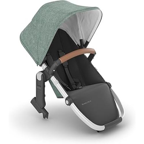 UPPAbaby RumbleSeat V2+ Second Lower Seat/Compatible with Vista V2 and Vista V3 / Adapters, Bumper Bar, Bug Shield Included/Emmett (Green Mélange/Silver Frame/Saddle Leather)