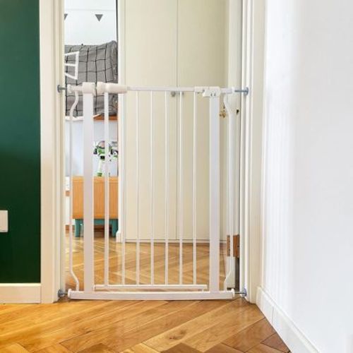 BalanceFrom Walk Thru Safety Gate for Baby and Pets, Doorways, Stairways, Hallways, Fits 29.1-33.8 Inch Openings, 36 Inch Height, White