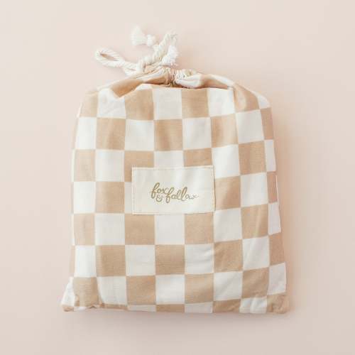 Caramel Check Organic Fitted Cot Sheet