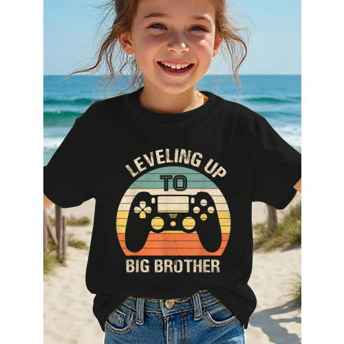 Leveling up to Big Brother 2026 Funny Gamer Vintage Kids Kids T-Shirt