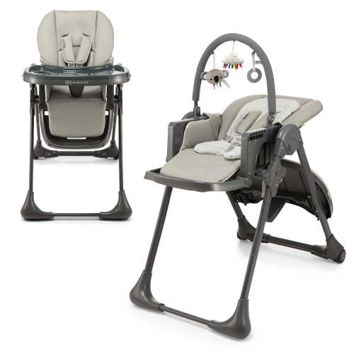 Kinderkraft TUMMIE High Chair, 2-in-1 Convertible Infant Bouncer, Baby Feeding Chair with Adjustable Height, Birth to 33 lbs