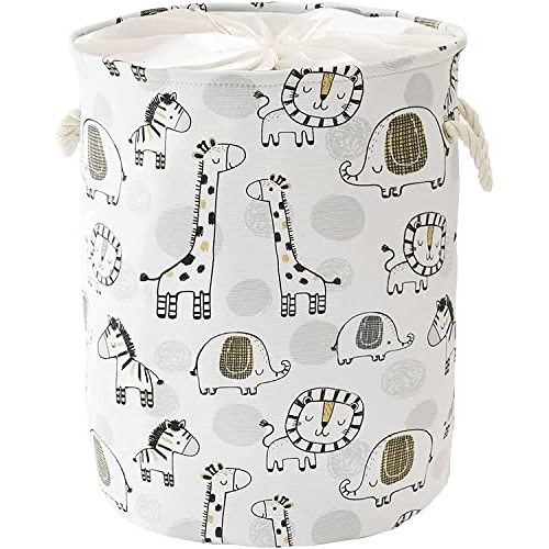 INough Kids Laundry Basket Extra Large Baby Hamper for Nursery, 58L Kids Baskets for Nursery Stuffed Animal Storage Basket, Canvas Clothes Hamper Toy Basket for Boys Foldable Laundry Hampers (Giraffe)