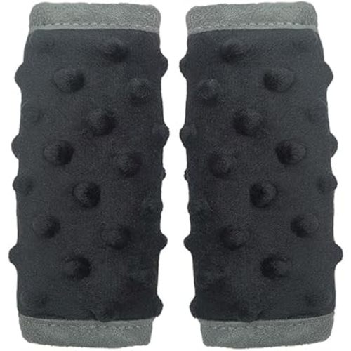 car seat strap cover for baby, seat belt cover cushion, belt pads fit baby carrier/pushchair/stroller, cozy peace dotted minky, solid black