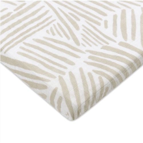 All-Stages Bassinet Sheet in GOTS Certified Organic Muslin Cotton - Oat Stripe