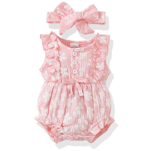 Renotemy Baby Girl Clothes Summer Rompers Cute Outfits Preemie-18 Months | Newborn Infant Baby Girl Outfits, Short Sleeve Romper, Summer Jumpsuits, Going Home Photoshoot Outfit, Cute Baby Clothes