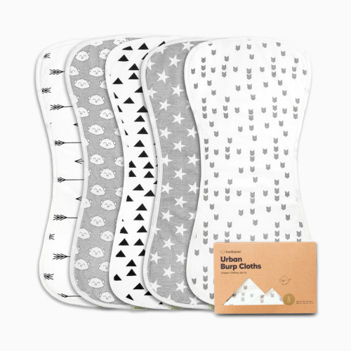 KeaBabies Urban Burp Cloths (5 Pack) - Grayscape