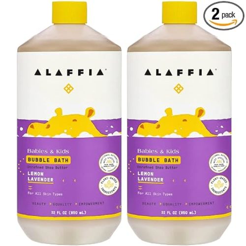 Alaffia Bubble Bath for Babies & Kids, Lemon Lavender 2-Pack – Long-Lasting, Moisture-Rich Bubbles with Shea Butter, 32 Fl Oz Ea