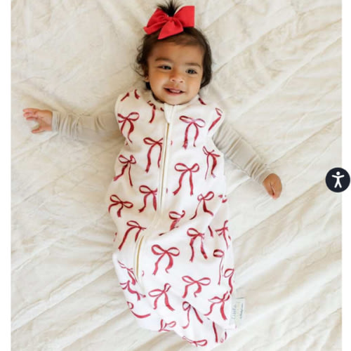 Red Ribbon Bows Wearable Minky Blanket | Minky Couture