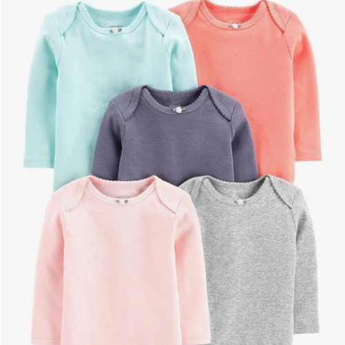 Simple Joys by Carter's Baby Girls' Long-Sleeve Bodysuit, Pack of 5