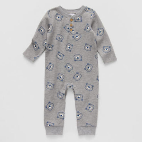 Okie Dokie Waffle Baby Boys Long Sleeve Jumpsuit