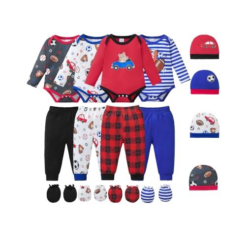NZRVAWS Newborn Baby Boy Girl Clothes Unisex Preemie Infant Must Have Pants Set Outfits 0-18 Months 20 Pcs Essentials Gift
