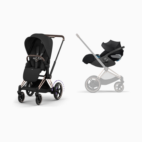 Cybex e-PRIAM Stroller + CLOUD T Infant Car Seat Travel System - Sepia Black