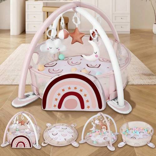 4-In-1 Baby Play Mat Baby Gym,Tummy Time Mat For Floor Activity Gym Ball Pit Including 30 Balls With 5 Infant Learning Sensory Baby Toys For Newborn Toddler Boy & Girl Halloween Gifts | SHEIN USA