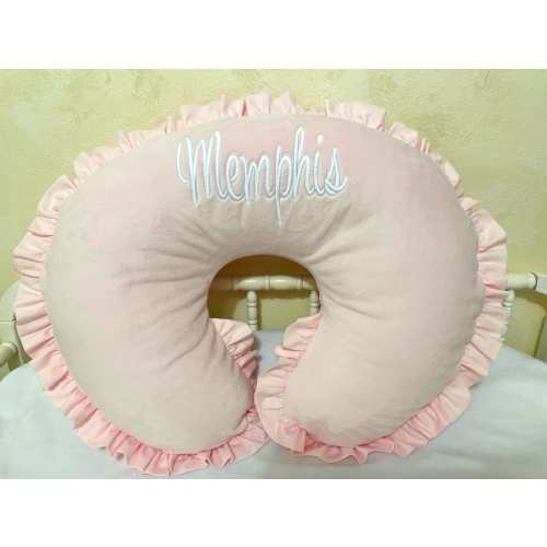 Baby Girl Nursing Pillow Cover, Pale Pink Minky Nursing Pillow Cover with Ruffle, Breastfeeding Pillow Cover
