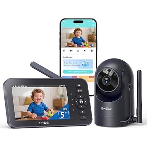 Video Baby Monitor with Camera and Audio - 5" IPS Screen, 720P Night Vision, Pan Tilt 4X Zoom, APP Remote Control, Cry Detection, 2-Way Talk, 30H Battery, 1500ft Range,Up to 4 Cameras