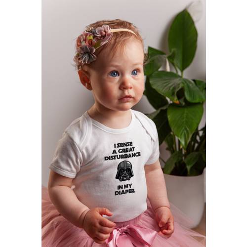 I Sense a Great Disturbance in My Diaper Baby Onesie - Jedi Humor, Star Wars Theme, Comfy & Cute, Ideal for Younglings