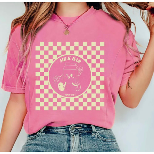 Checkered Milk Carton Nursing Tee