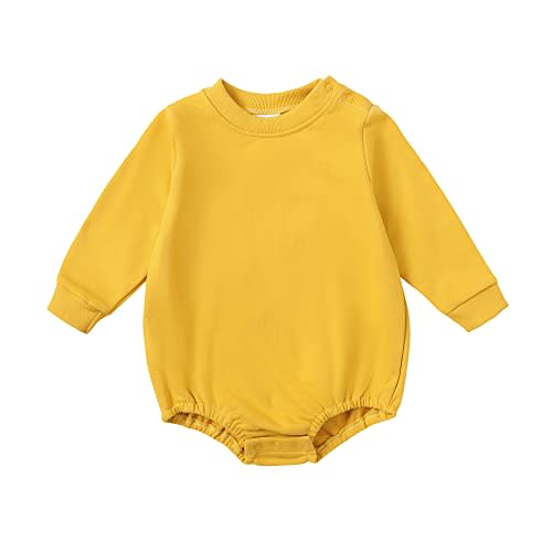 OPAWO Bubble Romper Baby Girl Sweatshirt Romper Onesies Sweater Bodysuit | unisex baby long sleeve onesie, newborn solid color bodysuit, infant oversized romper, fall winter clothes outfis 0-24months