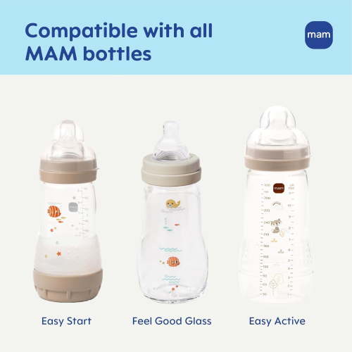 MAM Extra Slow Flow Bottle Nipples, Size 0 for Newborns and Up, SkinSoft Silicone, Compatible with All MAM Bottles, 4 Count