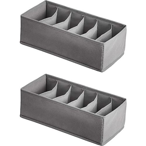 Amazon Basics Dresser Drawer Storage Organizer for Undergarments Gray
