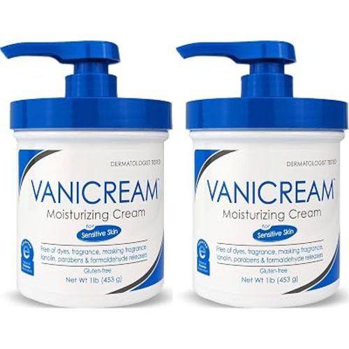 Vanicream Moisturizing Cream with Pump Dispenser, 16 Oz, Pack of 2, Formulated without Common Irritants for Sensitive Skin, Body & Face Moisturizer, Restores Moisture & Soothes Irritated Areas