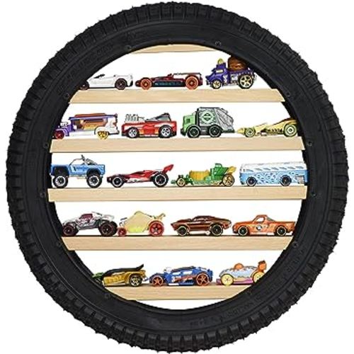 Model Car Display Case Stand - Toy Cars Organizer Wall Display Tire Shelf Cabinet - Holds Up to 18 Diecast 1/64 Car Collectibles - Compatible with Hot Wheels Matchbox - Wheel Diameter 16 Inch