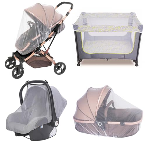 Baby Mosquito Net for Stroller, Perfect Bug Net for Stroller/Bassinets/Cradles/Playards/Pack N Plays and Portable Mini Crib, Durable Baby Insect Netting, White