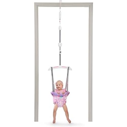 Bright Starts Purple Paradise Door Jumper for Babies 6 to 12 Months or Up to 26 Pounds, Travel Jumper