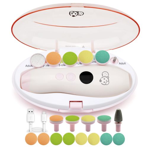 Royal Angels Rechargeable 22 in 1 Baby Nail Trimmer, Usage Labeled Case, 13 Extra Replacement Tools, Electric Nail File with LCD