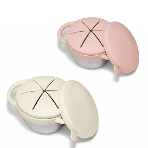 Stainless Steel Snack Cup Set of 2 (Tofu & Pearl Blush)