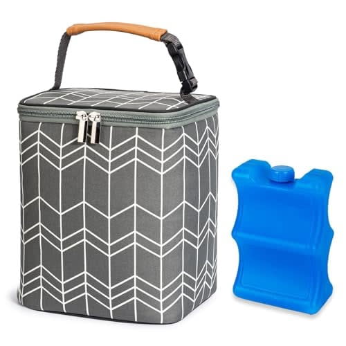 BreastMilk Cooler Bag with Ice Pack Fits 4 Baby Bottles Up to 9 Ounce, Large Baby Bottle Bag Fits for Nursing Mom Daycare
