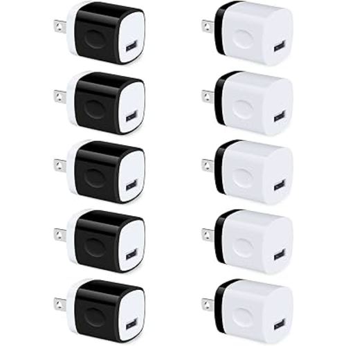 USB Charger Block 10 Pack, UorMe 1A 5V Single Port Power Adapter Charging Phone Cube Box Brick Plug Pack Compatible with iPhone 14 13 12 SE 11 X 8, Galaxy S22 A13 A03S A21 Note20 A71 A51 A31 S10 S9 S8