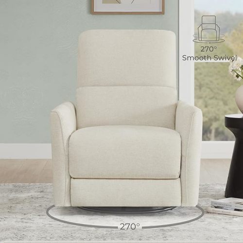 CHITA Power Recliner Chair Swivel Glider, FSC Certified Upholstered Living Room Nursery Reclining Sofa Chair with Lumbar Support, Linen