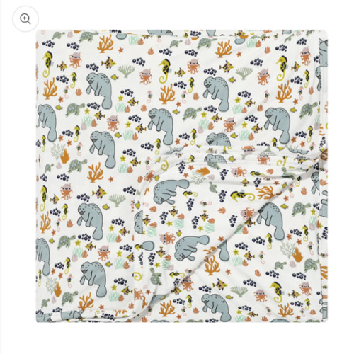Manatee Bamboo Blanket - Baby Blanket - Kids Blanket – Emerson and Friends