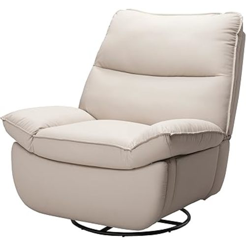 FLEXISPOT XR7 Power Swivel Recliner Chair for Adults, Swivel Rocker Recliner, Faux Leather Glider Rocking Nursery Chair, Side Pocket, 350 Lbs Capacity, Living Room, Bedroom, Nursery, Beige