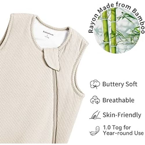 Rayon Made from Bamboo Sleep Sack 6-12 Months Supersoft Toddler Sleep Sack 1.0 Tog Breathable Baby Wearable Blanket with 2-Way Zipper Unisex Sleeping Bag for Babies