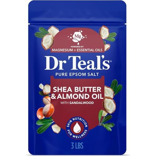 Dr Teal's Epsom Salt Magnesium Soak, Soften & Moisturize with Shea Butter & Almond Oil, 3 lbs