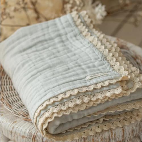 Crinkled Cotton Muslin Gauze Baby Blanket - Seafoam Blue – Before & Ever