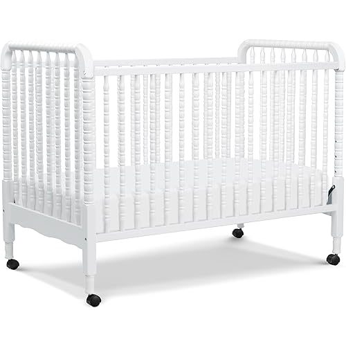 DaVinci Jenny Lind 3-in-1 Convertible Baby Crib - GREENGUARD Gold Certified Portable Crib - Convertible Crib to Toddler Bed and Daybed - 4 Adjustable Heights - Easy to Assemble White Wooden Crib