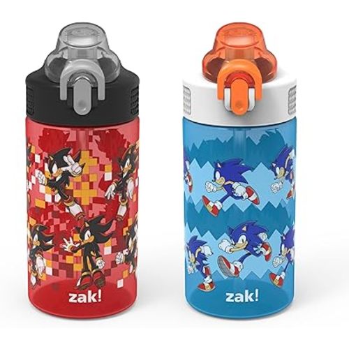 Zak Sonic the Hedgehog Water Bottle 2-Pack Set (Sonic & Shadow)