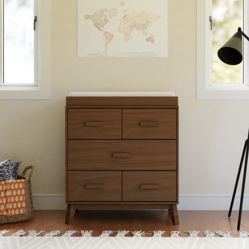 babyletto Scoot 3-Drawer Changer Dresser with Removable Changing Tray - Natural Walnut