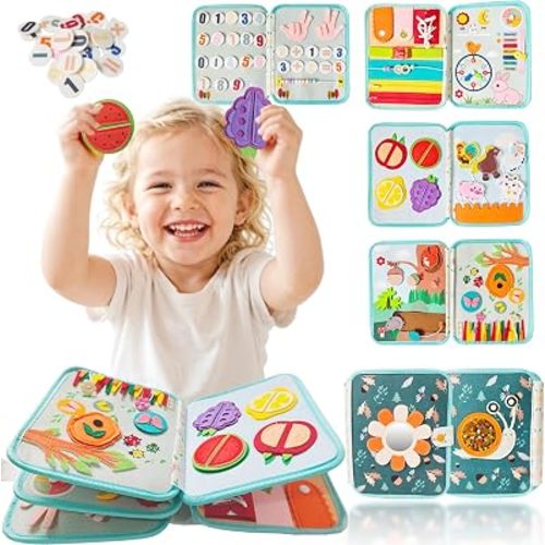Busy Book for Toddlers 1-3, Montessori Toys Busy Board for Boy Girl Gifts