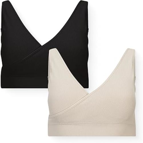 Kindred Bravely Essentials Crossover Nursing Bras, Adjustable, Wire Free Nursing Bras for Breastfeeding, 2 Pack