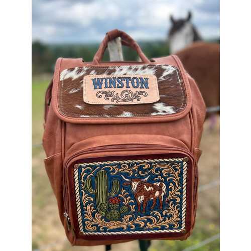 Custom Tooled Leather Western Diaper Bag