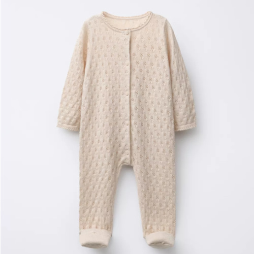 CONVERTIBLE COTTON, SILK AND CASHMERE TEXTURED KNIT JUMPSUIT WITH FOOT - Cream | ZARA United States