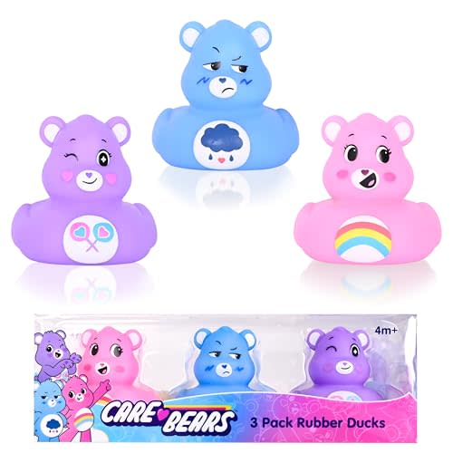 Care Bears Rubber Ducks – Collectible Character Toys for Bath, Gifting, and Car Dashboards – Cheer Bear, Grumpy Bear & Share Bear – 3 Pack