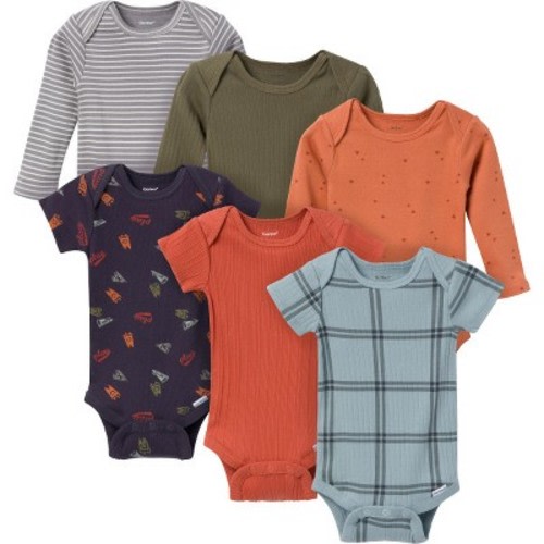 Gerber Baby Boys' 6-Pack Onesies Bodysuits, Blue Plaid, 0-3 Months