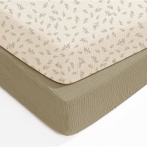 lulumoon Muslin Crib Sheets for Baby: Fitted for Standard Crib Mattress