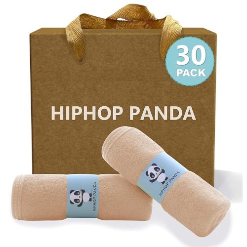 HIPHOP PANDA Soft Baby Washcloths, 2-Layer, 30 Pack Newborn Gift Set